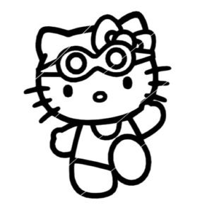 Swimming Hello Kitty Permanent Vinyl Decal Car Mug Cup‎ 4”